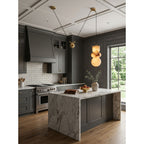 Totem Alabaster Counterweight Pendant Lamp — additional product view, geometric stone forms with brass accents and a counterweight (view 3)