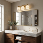 Transom Alabaster Wall Sconce — product setting and fixture profile, three stone domes along a horizontal wall bar (view 2)