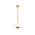 Trave Alabaster Pendant Lamp — full fixture profile, a stone shade below a suspended metal fitting (view 1)