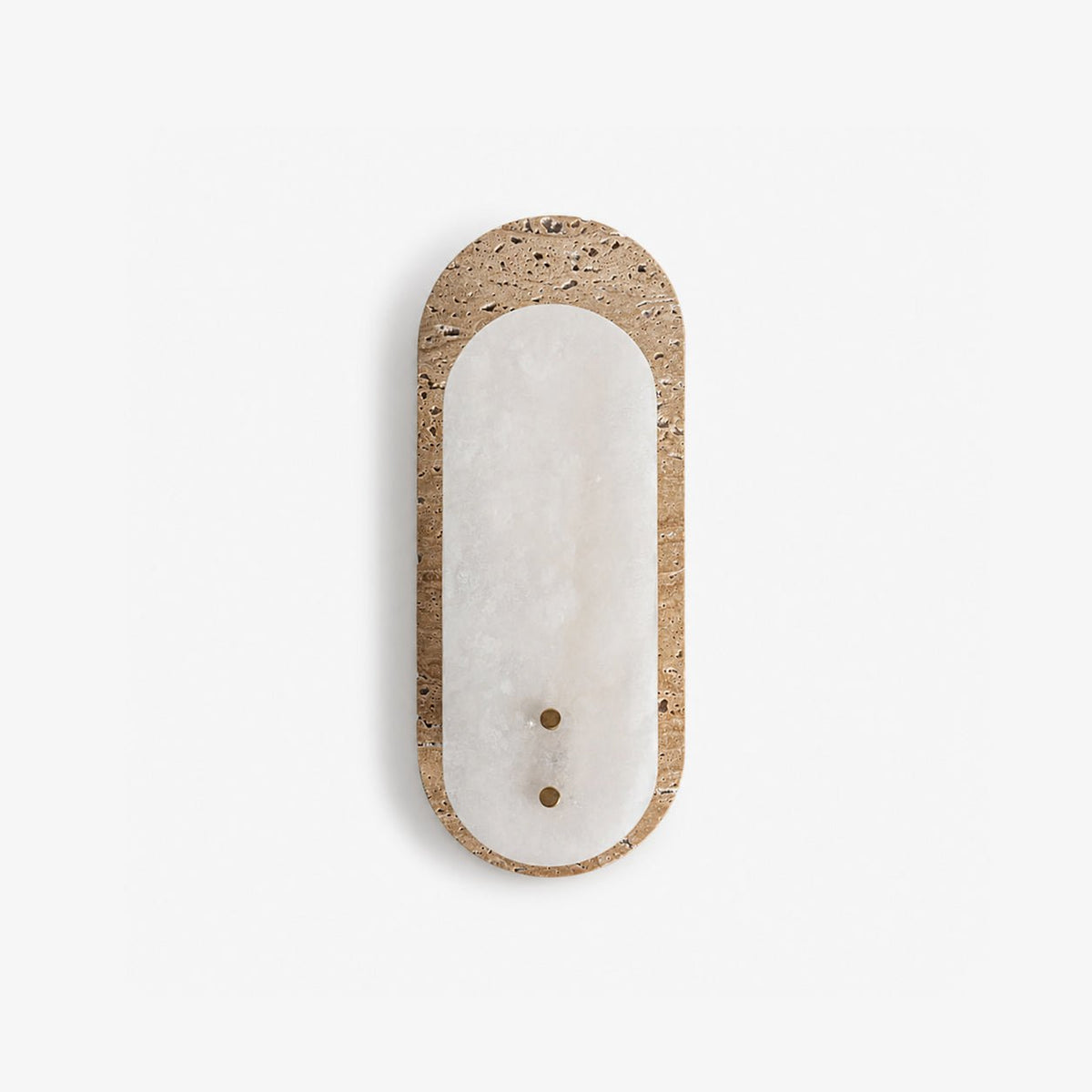 Travertine Pill Sconce — additional product view, a pill-shaped travertine frame surrounding a stone inset (view 5)