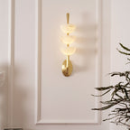 Triple Alabaster Wall Lamp — additional product view, three stone shades on a brass wall frame (view 4)