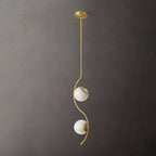 Uva Curved Pendant Lamp — additional product view, a stone shade carried by curved brass hardware (view 3)
