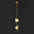 Uva Curved Pendant Lamp — additional product view, a stone shade carried by curved brass hardware (view 4)