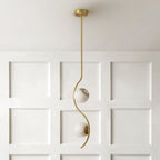 Uva Curved Pendant Lamp — additional product view, a stone shade carried by curved brass hardware (view 5)