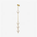 Vertical Alabaster Orb Wall Sconce — full fixture profile, stone spheres arranged along a slender vertical frame (view 1)