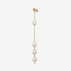 Vertical Alabaster Orb Wall Sconce — full fixture profile, stone spheres arranged along a slender vertical frame (view 1)