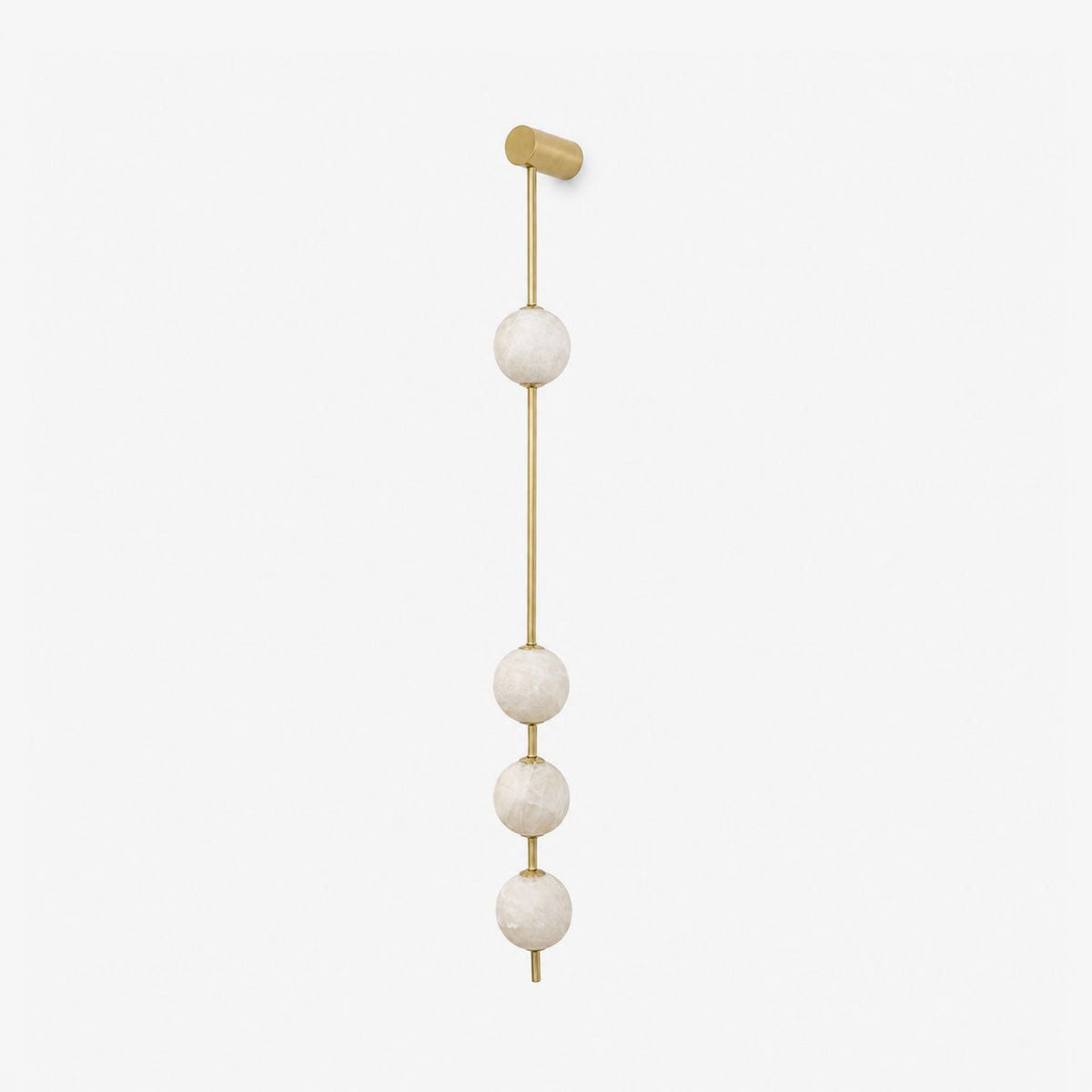 Vertical Alabaster Orb Wall Sconce — full fixture profile, stone spheres arranged along a slender vertical frame (view 1)