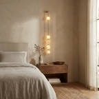 Vertical Alabaster Orb Wall Sconce — additional product view, stone spheres arranged along a slender vertical frame (view 5)