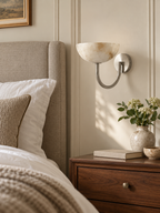 Virelle Alabaster Bowl Wall Sconce — additional product view, an upward-facing stone bowl on a U-shaped arm (view 4)