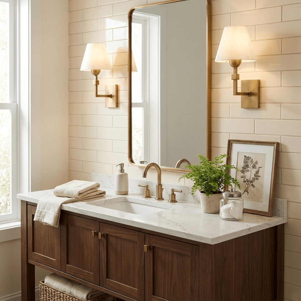 Virelle Alabaster Tapered Wall Sconce — product setting and fixture profile, a tapered stone shade on a stepped geometric wall arm (view 2)