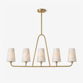 Winslow Alabaster Chandelier — full fixture profile, five stone cone shades above an oval rail (view 1)