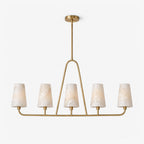 Winslow Alabaster Chandelier — full fixture profile, five stone cone shades above an oval rail (view 1)