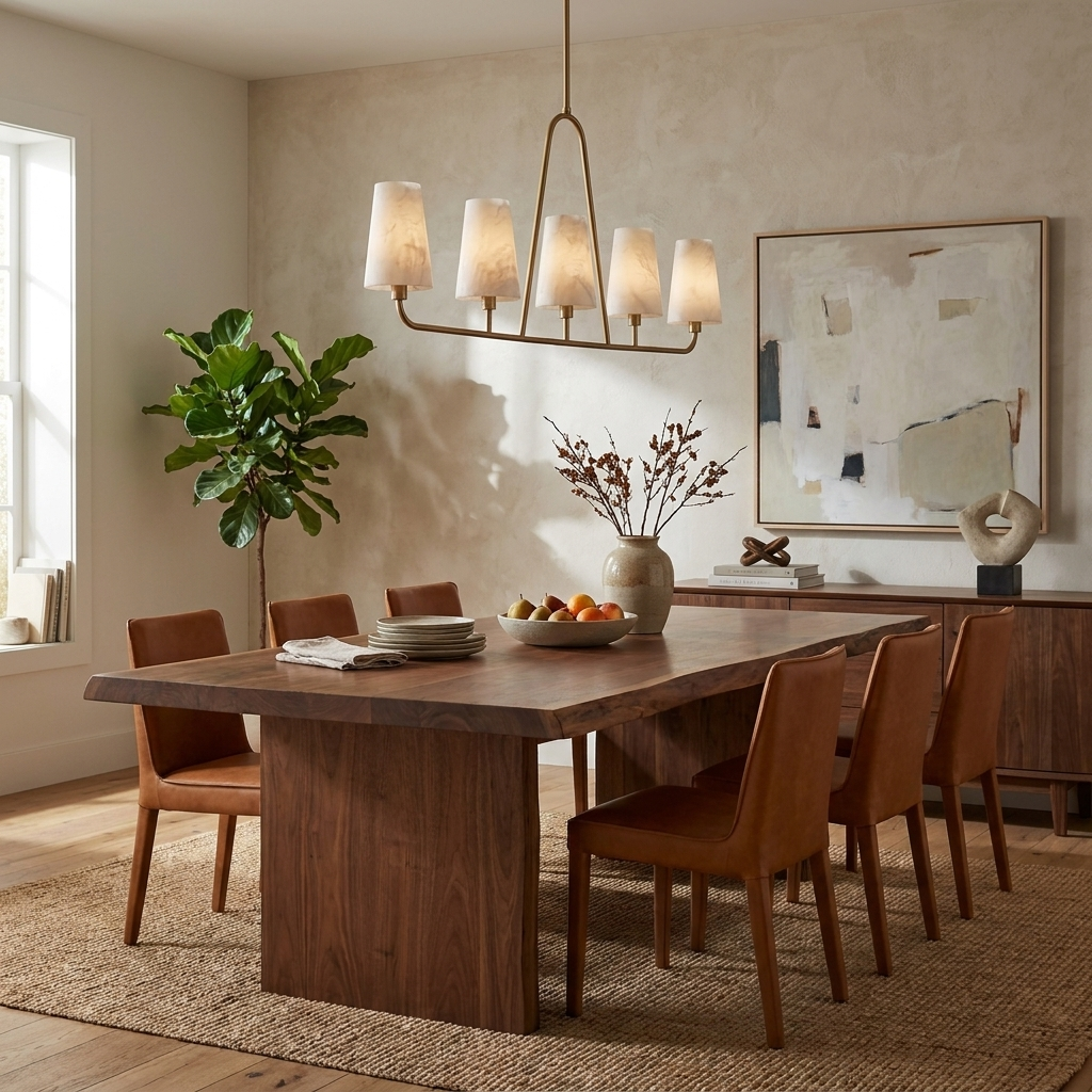 Winslow Alabaster Chandelier — additional product view, five stone cone shades above an oval rail (view 3)
