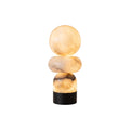 Zinnia Stacked Orb Table Lamp — full fixture profile, rounded stone forms stacked above a dark base (view 1)
