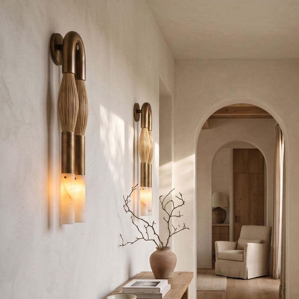 Equivelle Horsehair Alabaster Twin Wall Sconce – Bling Lighting Studio