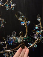 Branch Flower Crystal Chandelier for High Ceilings colorful crystal detail view 05