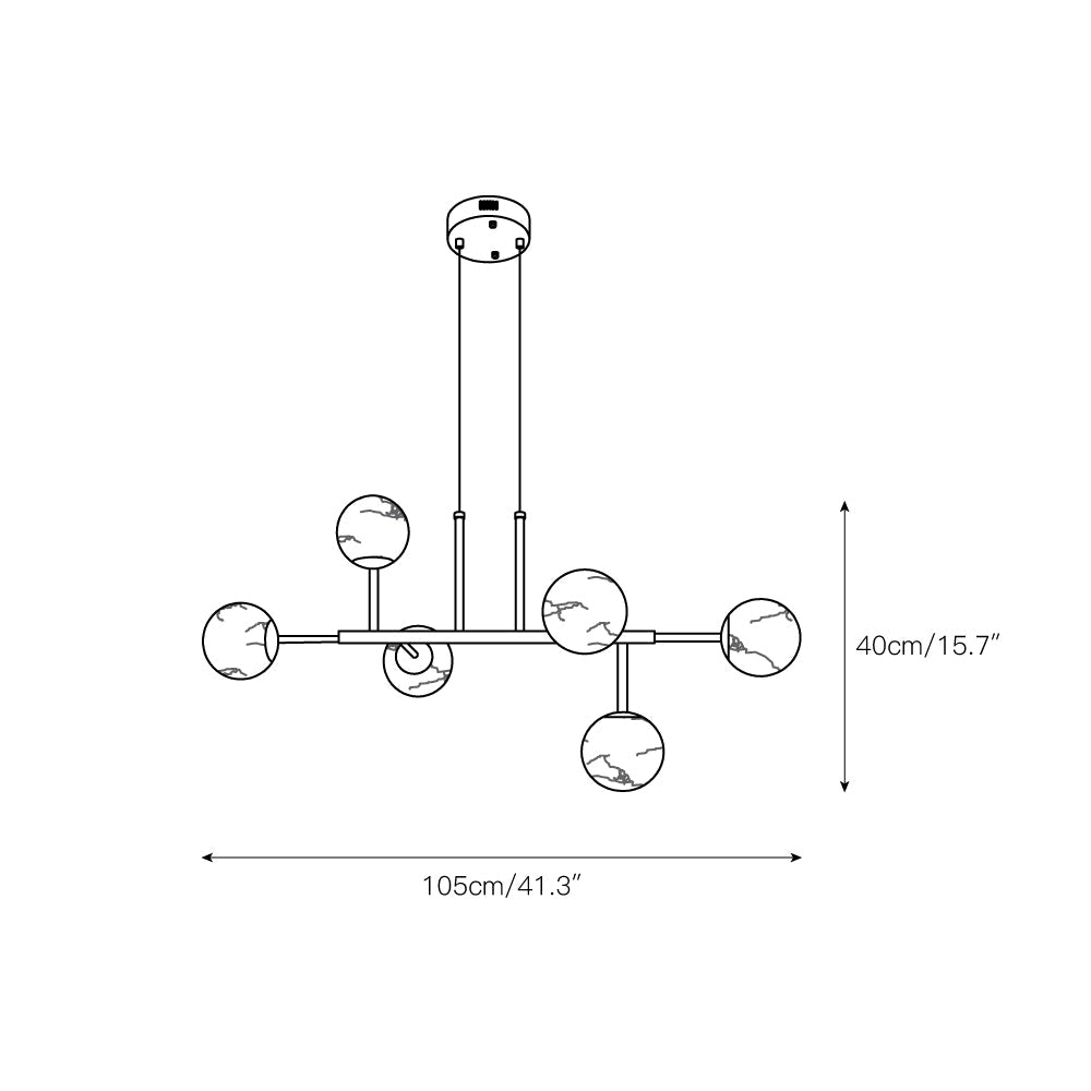 Branched Alabaster Globe Chandelier, product view 3