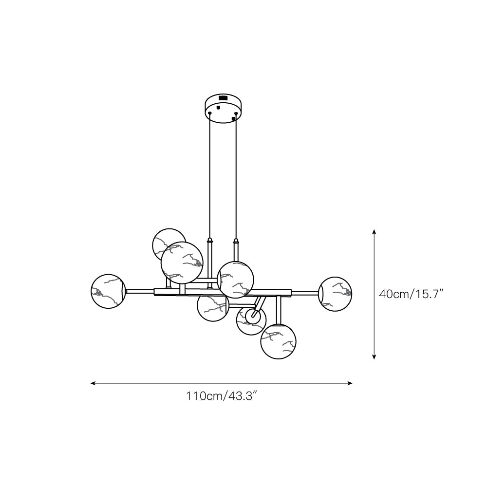 Branched Alabaster Globe Chandelier, product view 4