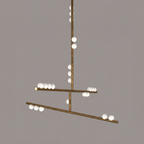 Brass Glass Drop Chandelier