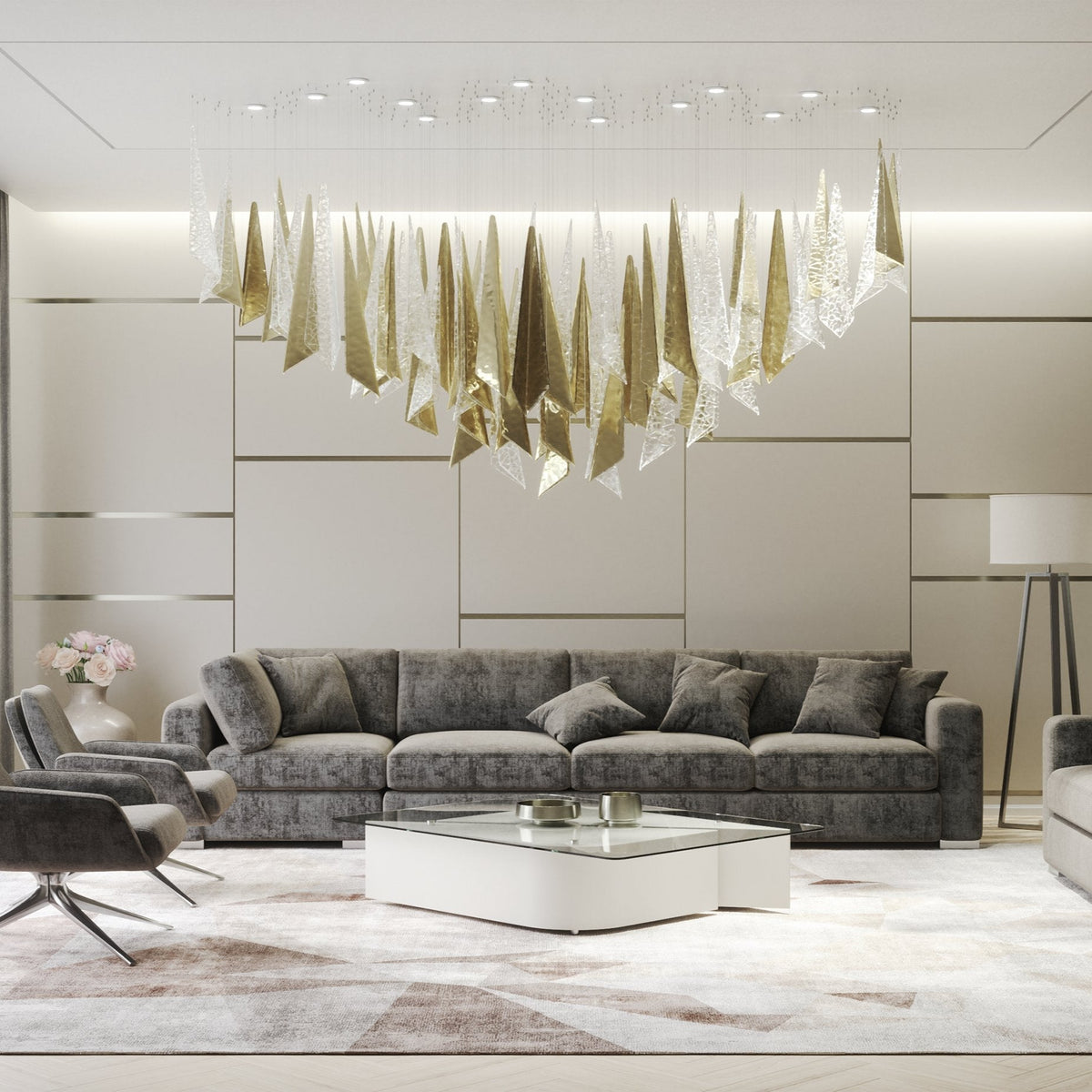 Breeze Chandelier chandelier in a tall interior