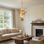 Britannica vertical glass chandelier in a living room