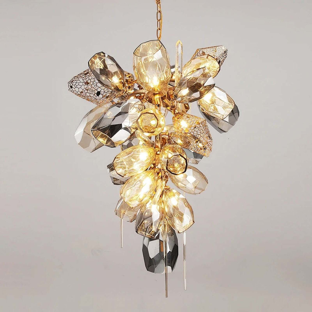 Britannica vertical glass chandelier front view