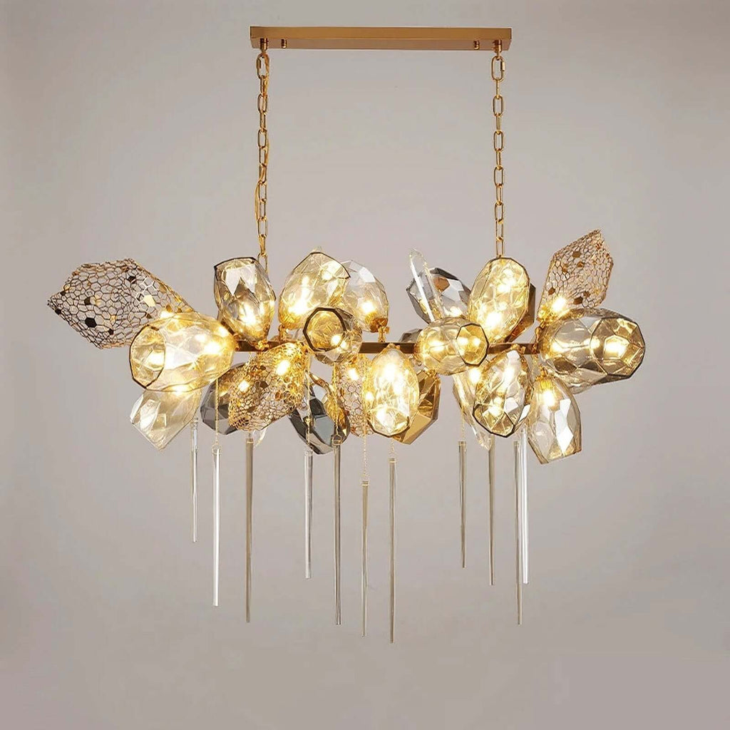Britannica horizontal glass chandelier front view