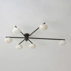 Caelvane Alabaster Flush Mount Ceiling Light — 6 Heads Dia 115 × H 18 cm / ∅ 45.3″ × H 7.1″ / Black & White