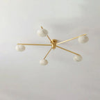 Caelvane Alabaster Flush Mount Ceiling Light — 5 Heads Dia 110 × H 18 cm / ∅ 43.3″ × H 7.1″ / Brass & White