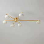 Caelvane Alabaster Flush Mount Ceiling Light — 6 Heads Dia 115 × H 18 cm / ∅ 45.3″ × H 7.1″ / Brass & White