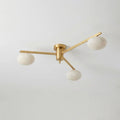Caelvane Alabaster Flush Mount Ceiling Light — 3 Heads Dia 85 × H 18 cm / ∅ 33.5″ × H 7.1″ / Brass & White