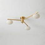 Caelvane Alabaster Flush Mount Ceiling Light — 3 Heads Dia 85 × H 18 cm / ∅ 33.5″ × H 7.1″ / Brass & White