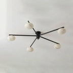 Caelvane Alabaster Flush Mount Ceiling Light — 5 Heads Dia 110 × H 18 cm / ∅ 43.3″ × H 7.1″ / Black & White
