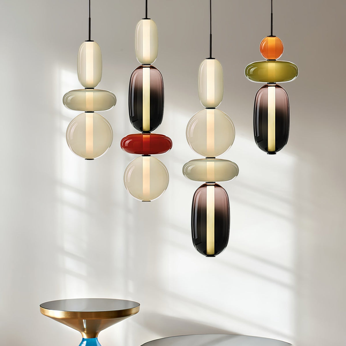 Candied Pendant Light for Dining Rooms with Colorful Glass Clusters Up to 19.7″D chandelier in a tall interior