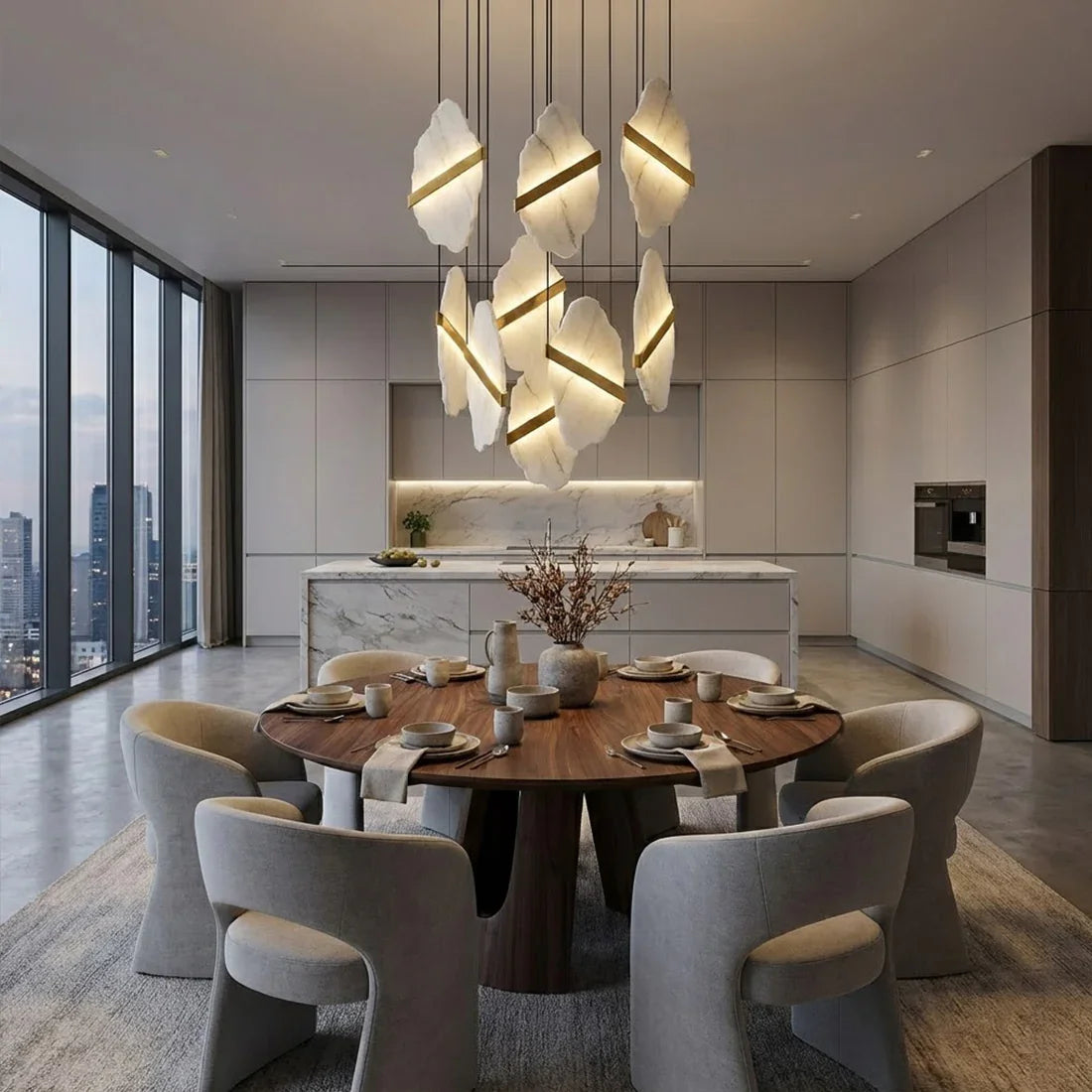 Cascading Alabaster Slab Chandelier by Bling Lighting Studio