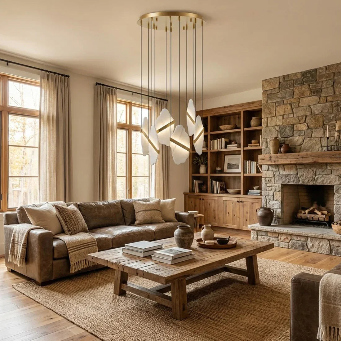 Cascading Alabaster Slab Chandelier by Bling Lighting Studio