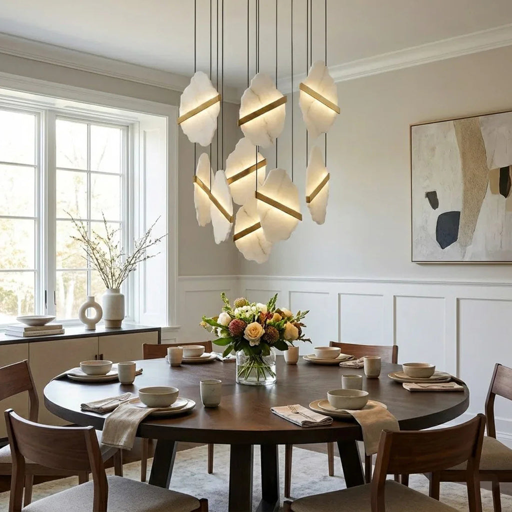 Cascading Alabaster Slab Chandelier by Bling Lighting Studio