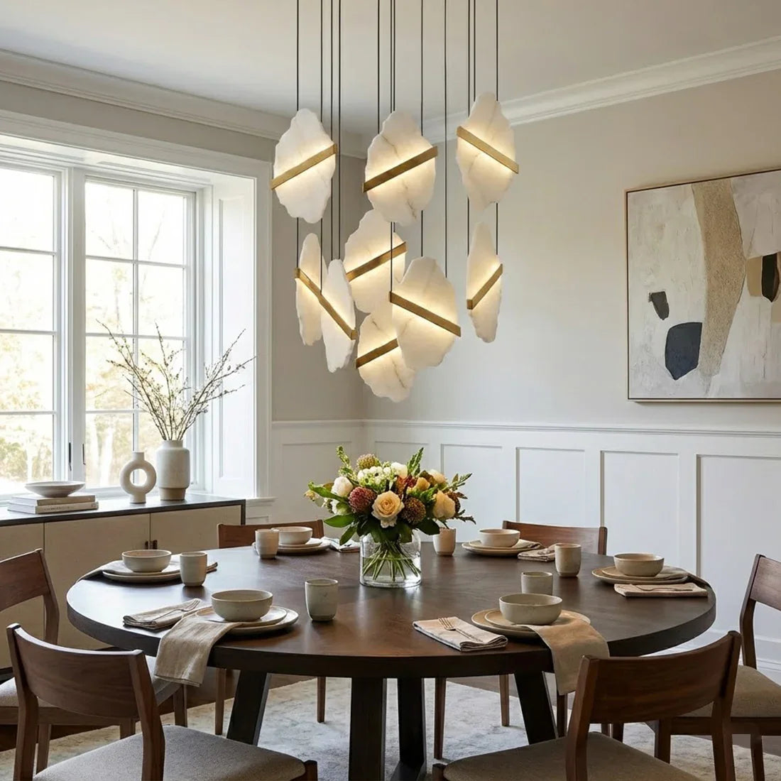 Cascading Alabaster Slab Chandelier by Bling Lighting Studio
