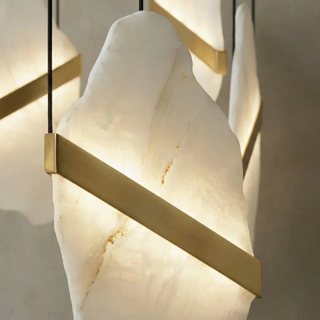Cascading Alabaster Slab Chandelier by Bling Lighting Studio