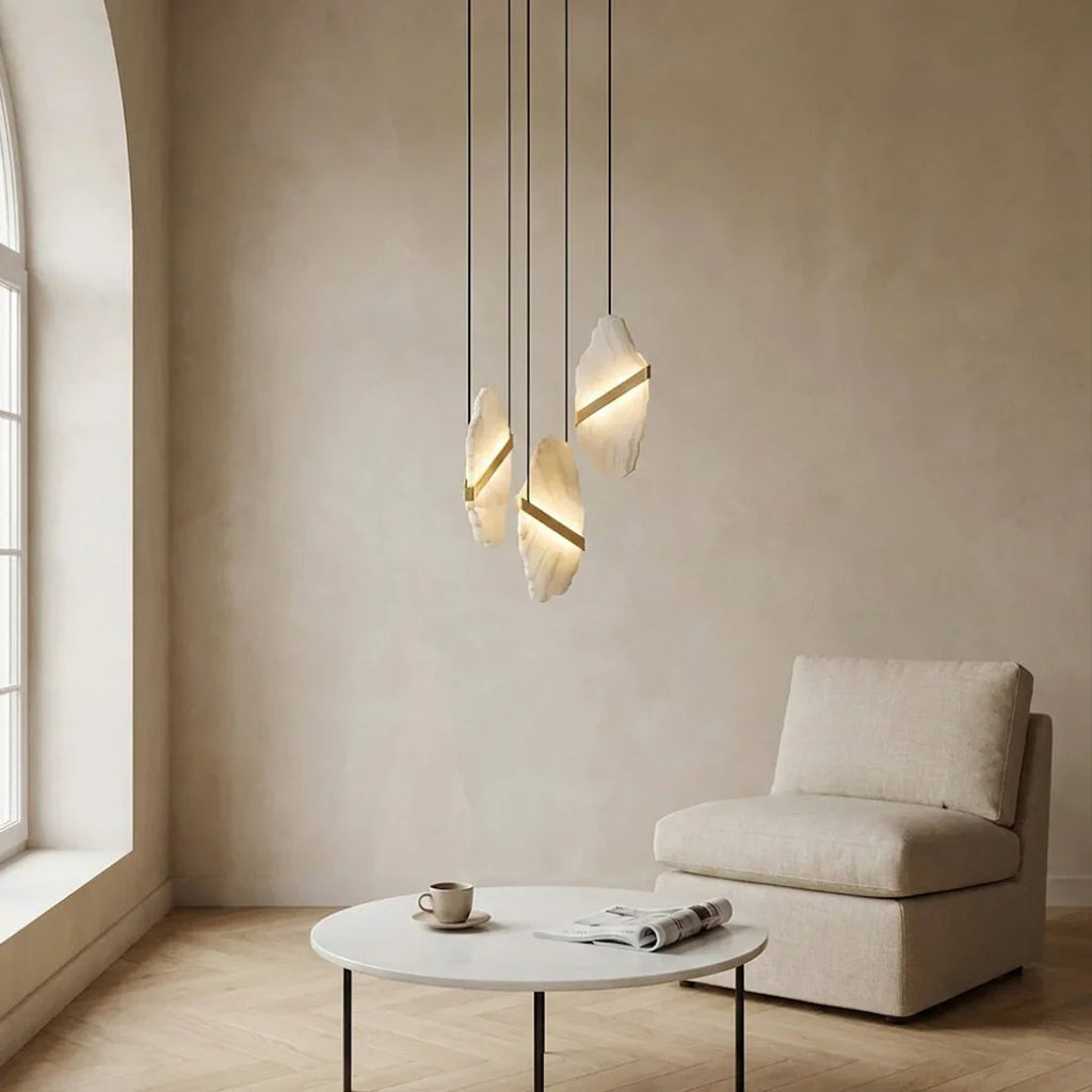 Cascading Alabaster Slab Chandelier by Bling Lighting Studio