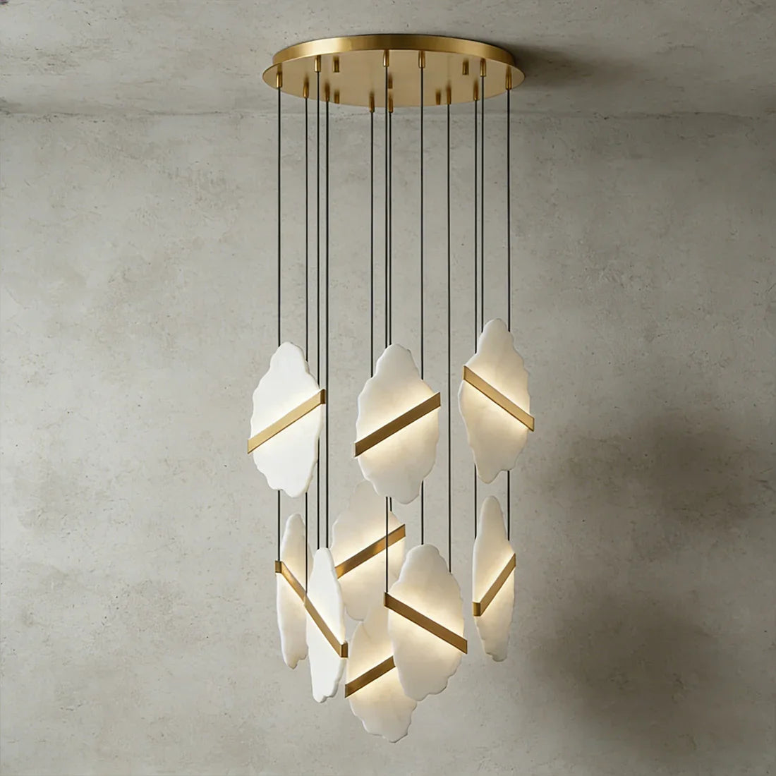 Cascading Alabaster Slab Chandelier by Bling Lighting Studio