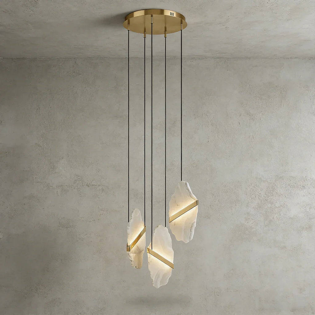 Cascading Alabaster Slab Chandelier by Bling Lighting Studio