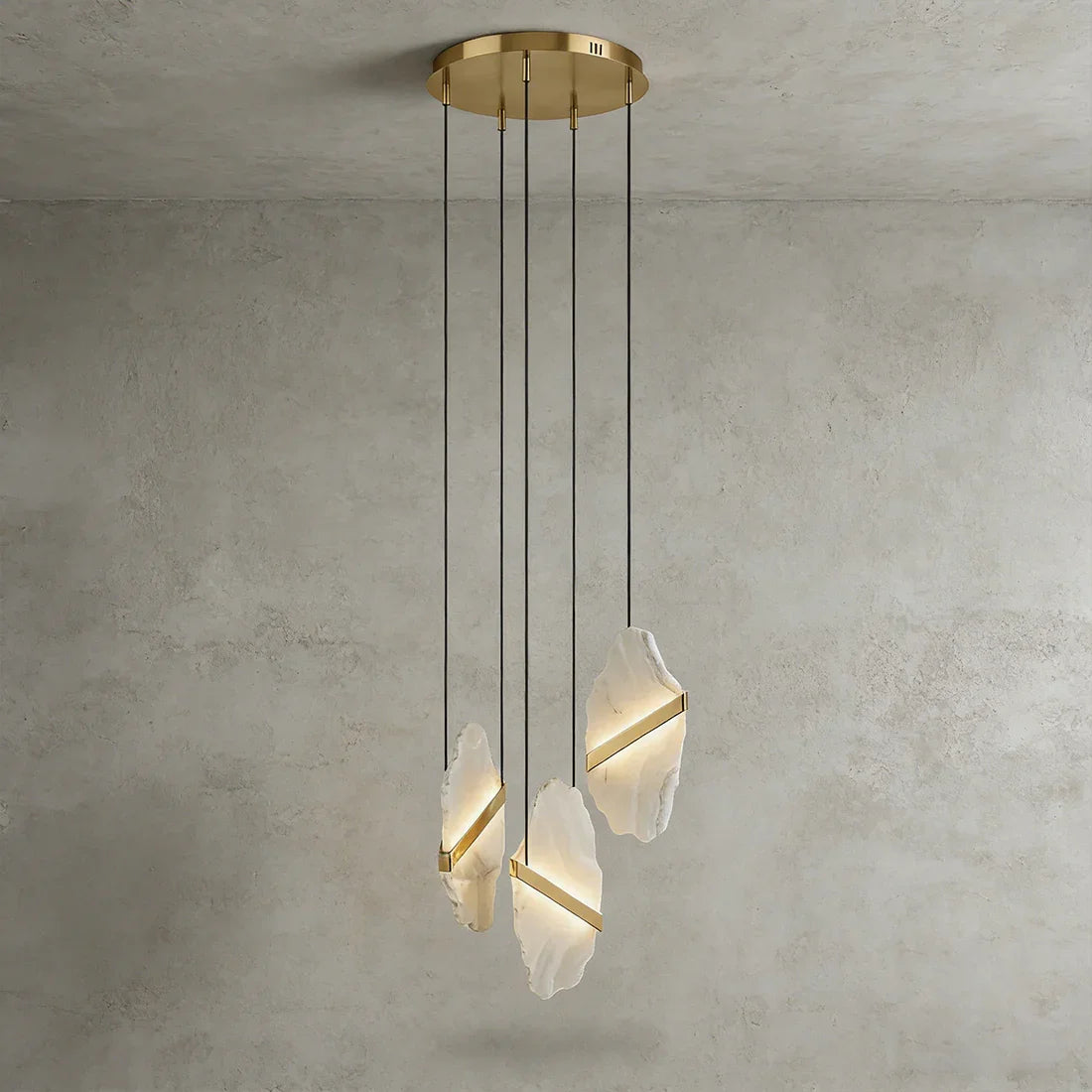 Cascading Alabaster Slab Chandelier by Bling Lighting Studio