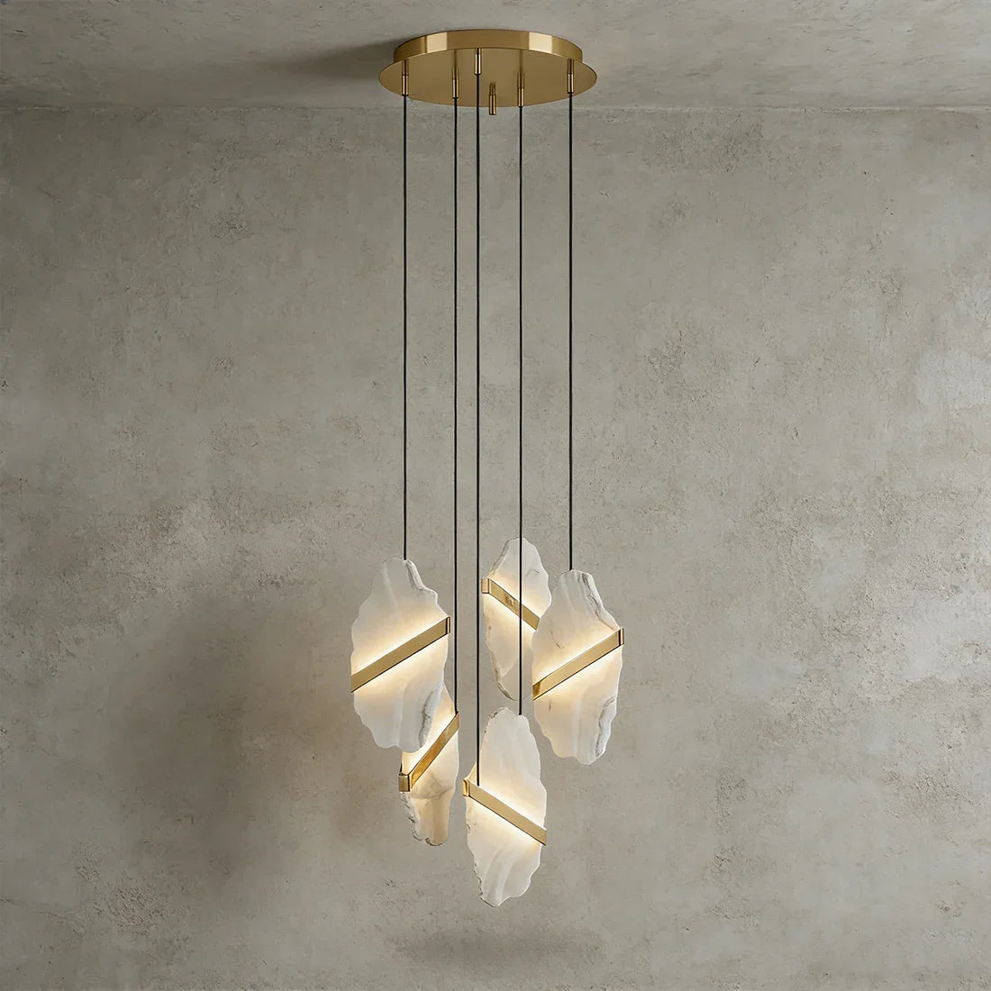 Cascading Alabaster Slab Chandelier by Bling Lighting Studio