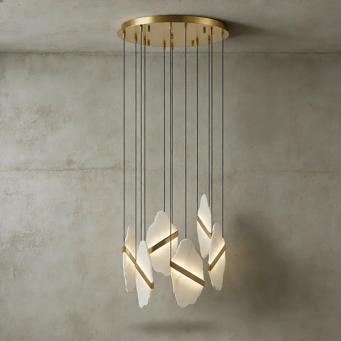 Cascading Alabaster Slab Chandelier by Bling Lighting Studio