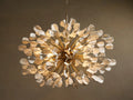 Cascading Ceramic Leaf Globe Chandelier with 5 Lights in brass / ivory finish