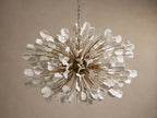 Cascading Ceramic Leaf Globe Chandelier with 5 Lights in brass / ivory finish, product view 3