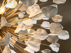 Cascading Ceramic Leaf Globe Chandelier with 5 Lights in brass / ivory finish, product view 4