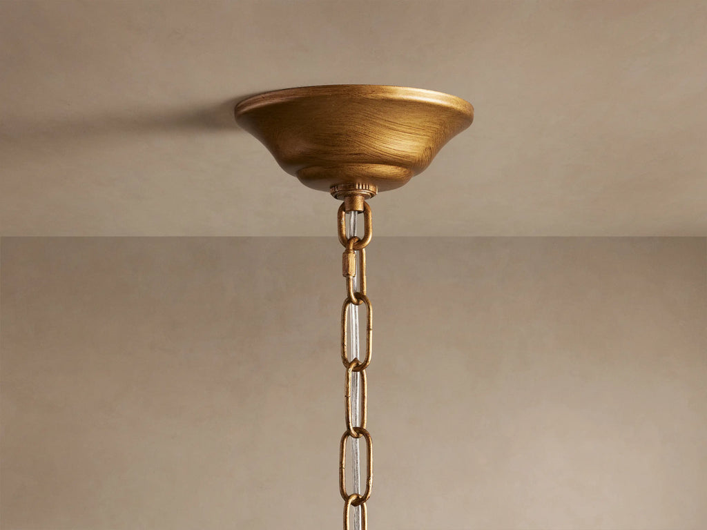Cascading Ceramic Leaf Globe Chandelier with 5 Lights in brass / ivory finish, product view 6