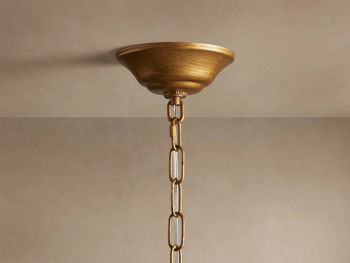 Cascading Ceramic Leaf Globe Chandelier with 5 Lights in brass / ivory finish, product view 6